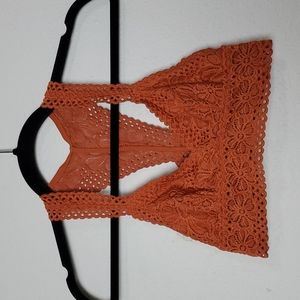Aerie Orange Lace Bralette Bra Festival Top  Size XS